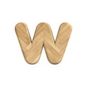 Ash wood letter W - Lower-case 3d wooden font - Suitable for Decoration, ecology or design related subjects Royalty Free Stock Photo
