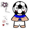 Ashamed chibi kid soccer ball head character cartoon