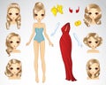 Ashen Hair Set For Red Paper Doll Royalty Free Stock Photo