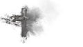 Ashes cross on white background. Ash Wednesday. Funeral and cremation symbol