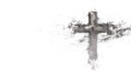 Ashes crucifix cross on white representing Easter holiday