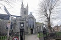 Ashford, Kent, United Kingdom - March 9, 2020: Entrance to St Mary the Virgin Church with gate and railings