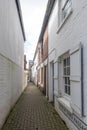 Ashford, Kent, United Kingdom - March 9, 2020: Looking down the narrow Church Yard Passage alleyway