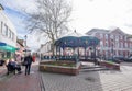 Ashford, Kent, United Kingdom - March 9, 2020: Rotunda on High Street in the pedestrianised town centre in Spring