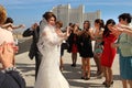 Ashgabad, Turkmenistan - May 15, 2013. The bride and groom danci