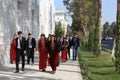 Ashgabad, Turkmenistan - October 10, 2014. Group of students in
