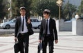 Ashgabad, Turkmenistan - October 10, 2014. Two cheerful student