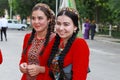 Ashgabat, Turkmenistan - May 25, 2017: Group of smiling female s Royalty Free Stock Photo