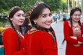 Ashgabat, Turkmenistan - May 25, 2017: Group of smiling female s Royalty Free Stock Photo