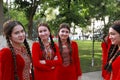 Ashgabat, Turkmenistan - May 25, 2017: Group of smiling female s Royalty Free Stock Photo