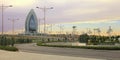 ASHGABAT, TURKMENISTAN, May 14, 2019: View of the  Oguzkent Hotel.  One of the main modern sights of the city Royalty Free Stock Photo