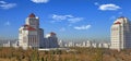 ASHGABAT, TURKMENISTAN. View of the new neighborhood on a background of mountains Royalty Free Stock Photo