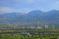 ASHGABAT, TURKMENISTAN. View of the new neighborhood on a background of mountains Royalty Free Stock Photo