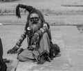 Aghori baba on Varanasi ghaat .Holly Ganga ghaat. Royalty Free Stock Photo
