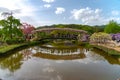 Ashikaga Flower Park, Famous travel destination in Japan. Colorful multiple kind of flowers blooming in springtime.