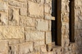 Ashlar pattern natural limestone block wall texture background Royalty Free Stock Photo