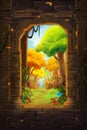 Ashlar Portal. Nature Scene. Fantasy Backdrop. Concept Art