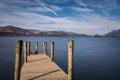 Ashness Pier Jetty At Derwentwater Lake In Cumbria On A Sunny Afternoon.