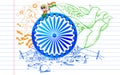 Ashok Chakra on Tricolor Doodle