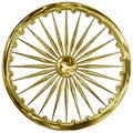 Ashoka chakra, India, golden metallic style illustration