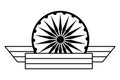 Ashoka chakra symbol icon cartoon in black and white