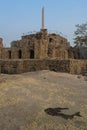 Ashoka pillar on pyramidal structure in Feroz Shah Kotla