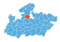 Ashoknagar District Map Highlighted on Madhya Pradesh State Map Royalty Free Stock Photo