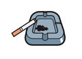 Ashtray with cigarette and ashes, simple illustration Royalty Free Stock Photo