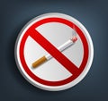 Ashtray with cigarette and prohibitory sign