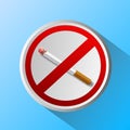 Ashtray with cigarette and prohibitory sign