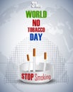 Ashtray with cigarettes for 31st May world No tobacco day Royalty Free Stock Photo