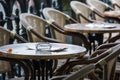 ashtray on table in a street cafe Royalty Free Stock Photo