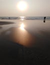 Ashvem beach on sunset. Goa, India. Royalty Free Stock Photo