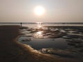 Ashvem beach sunset. Goa, India Royalty Free Stock Photo