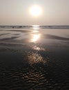 Ashvem beach on sunset. Goa, India. Royalty Free Stock Photo