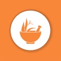 Ashwagandha bowl dry root medicinal herb glyph icon. Alternative medicine from asia. Sign for web page, mobile app