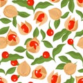 Ashwagandha. Plant. Stem, leaves, fruit. Seamless. Pattern.