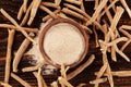 Ashwagandha roots and powder Royalty Free Stock Photo