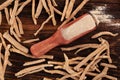 Ashwagandha roots and powder in spoon. Royalty Free Stock Photo