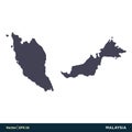 Malaysia - Asia Countries Map Icon Vector Logo Template Illustration Design. Vector EPS 10.