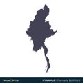 Myanmar formerly Burma - Asia Countries Map Icon Vector Logo Template Illustration Design. Vector EPS 10.