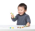 Asia baby boy play with crayon Royalty Free Stock Photo