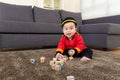 Asia baby boy play toy block Royalty Free Stock Photo