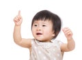 Asia baby girl finger pointing up Royalty Free Stock Photo