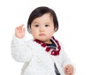 Asia baby girl greeting with hand up Royalty Free Stock Photo