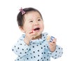 Asia baby girl play with toy block Royalty Free Stock Photo