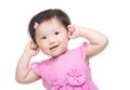 Asia baby girl touch her head Royalty Free Stock Photo