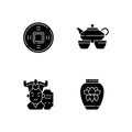 Asia black glyph icons set on white space Royalty Free Stock Photo