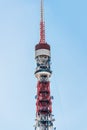 Close up view of Tokyo Tower with bright blue sky