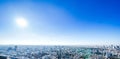 Panoramic modern city skyline aerial view under blue sky in Tokyo, Japan Royalty Free Stock Photo